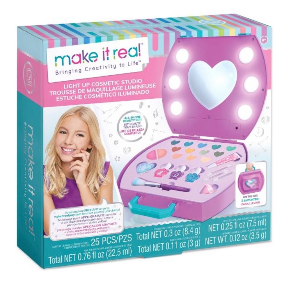 Kids Light Up Cosmetic Studio by Make It Real 8+ New